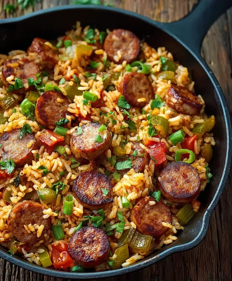 Cajun Beef Sausage Rice Skillet-Easy Meal