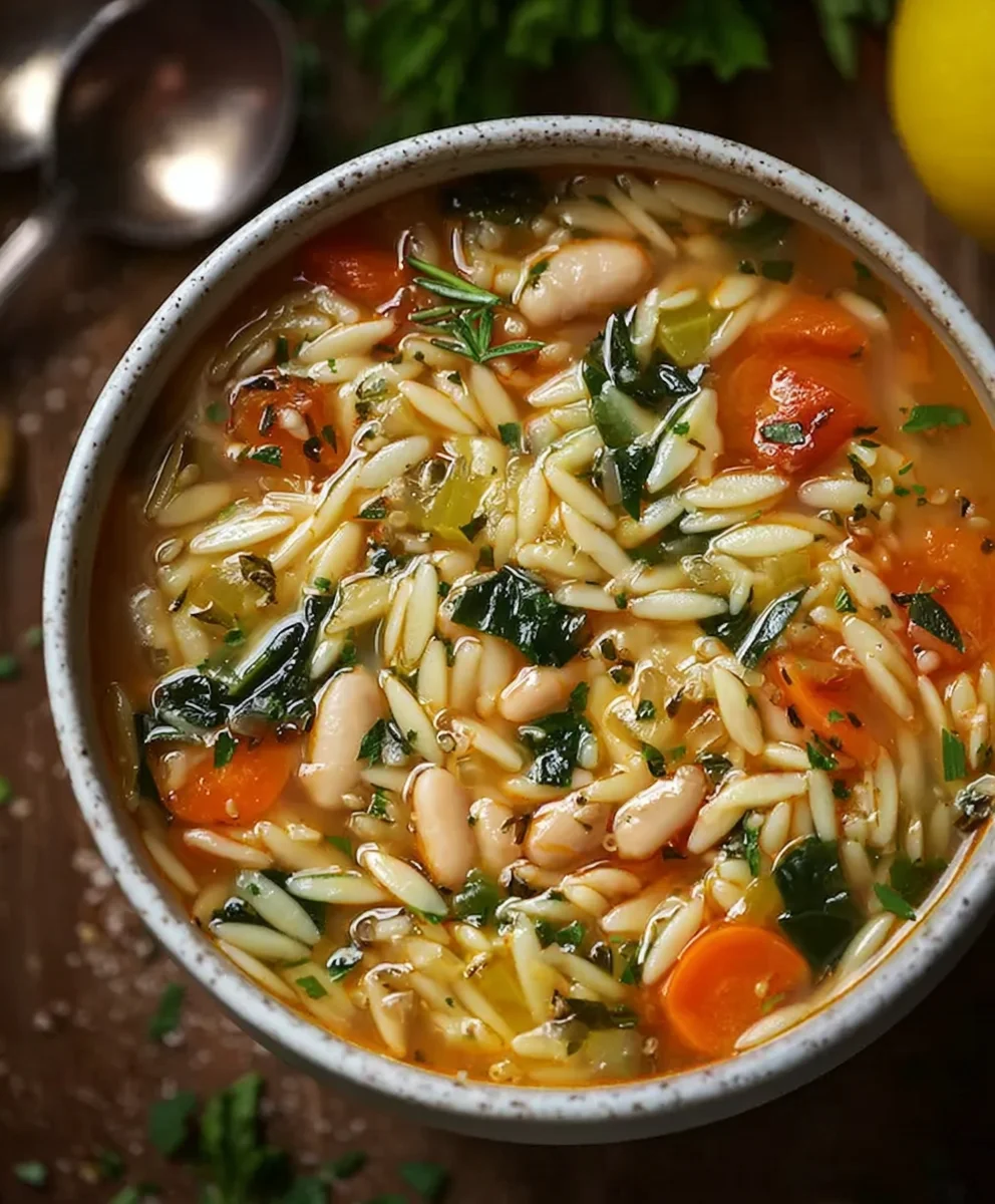 Zesty Lemon White Bean Orzo Soup - Easy Hearty Meal