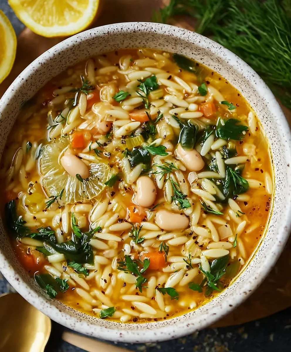 Zesty Lemon White Bean Orzo Soup - Easy Hearty Meal