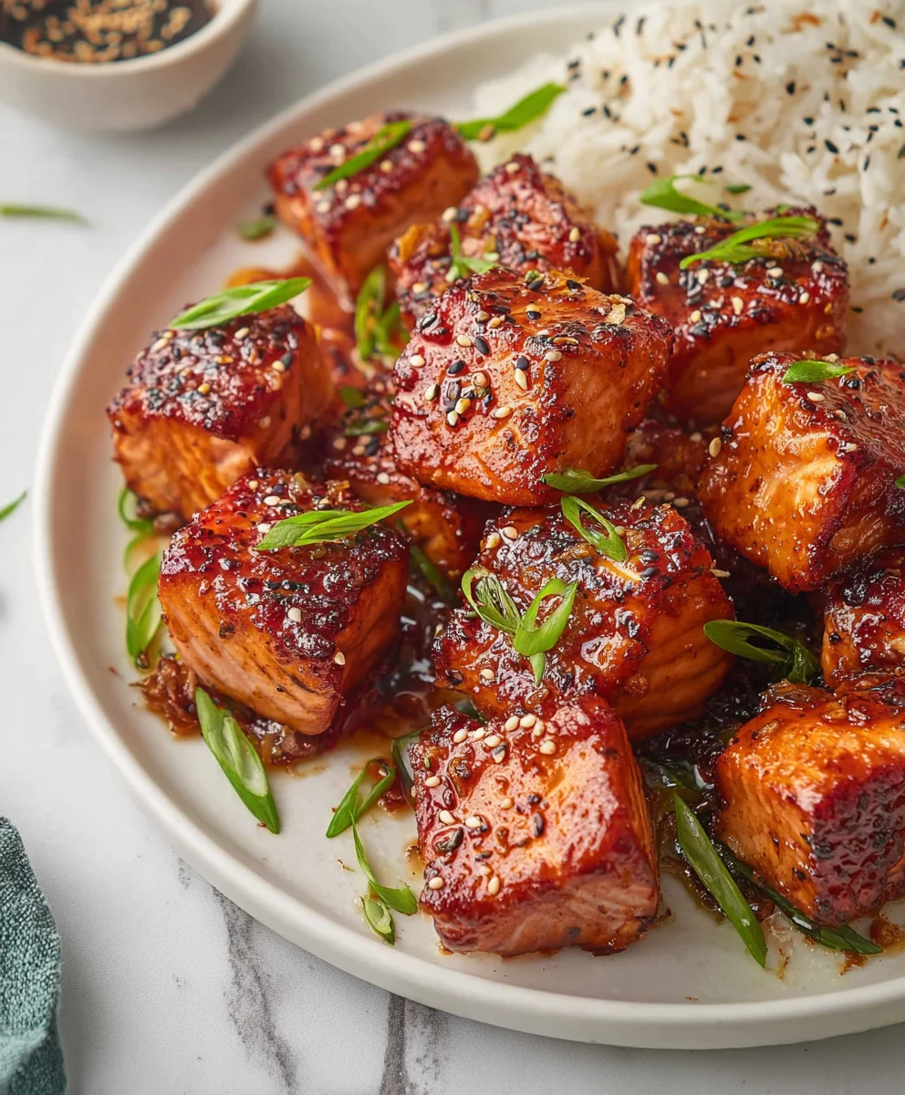 Honey Garlic Salmon Bites Easy Min Recipe