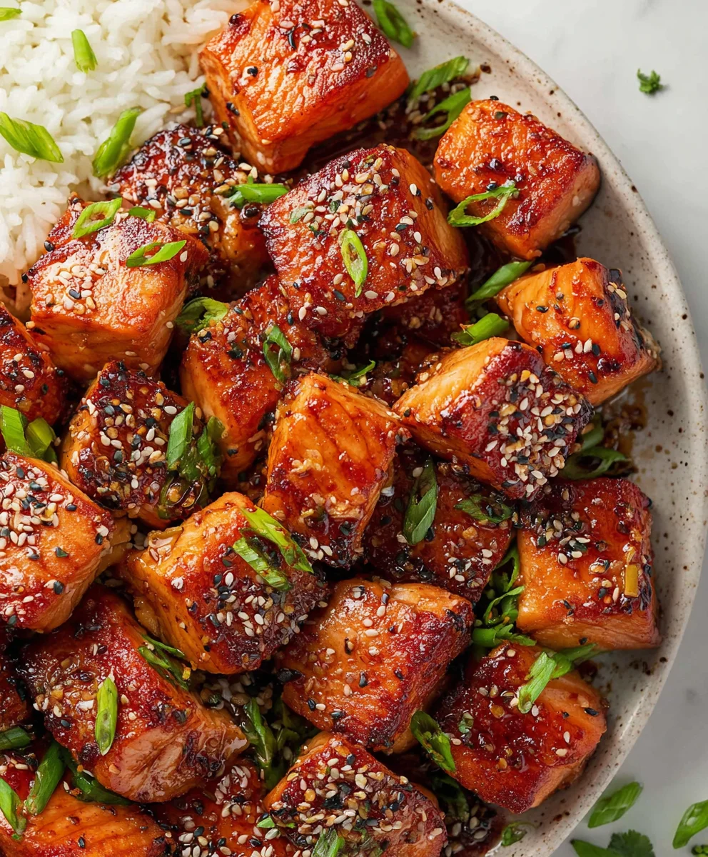 Honey Garlic Salmon Bites Easy Min Recipe