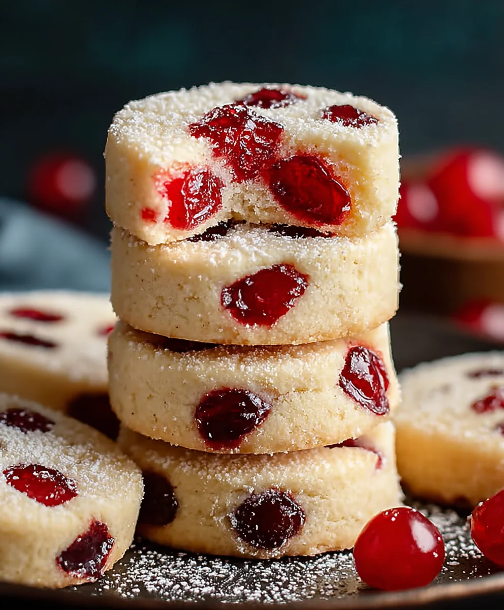 Christmas Cherry Shortbread Cookies-Festive & Easy