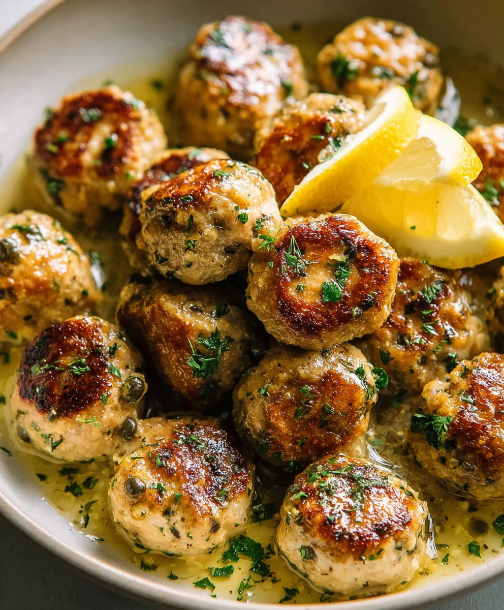Chicken Piccata Meatballs- Easy Weeknight Dinner
