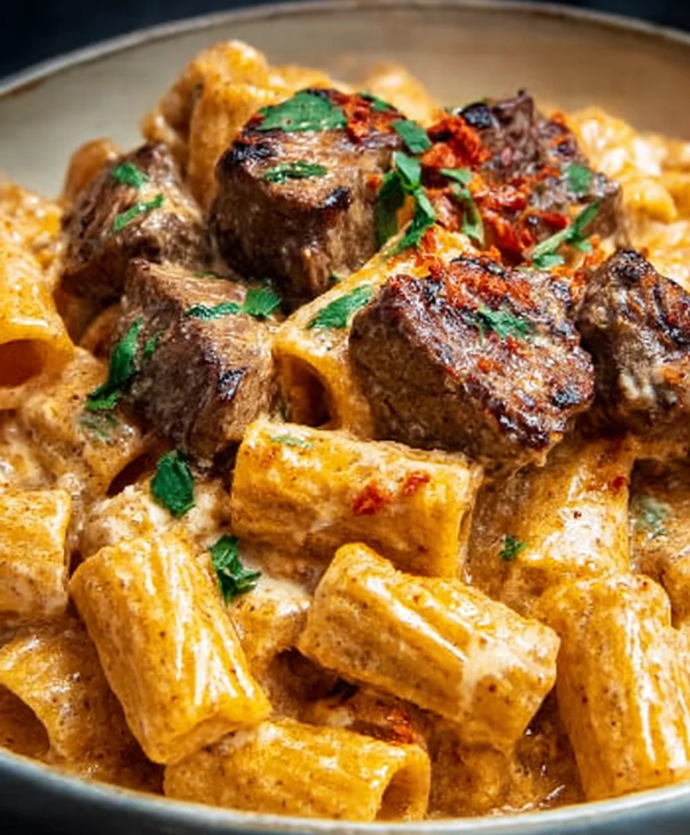 Cajun Steak Tips Rigatoni Parmesan Cheesy Pasta