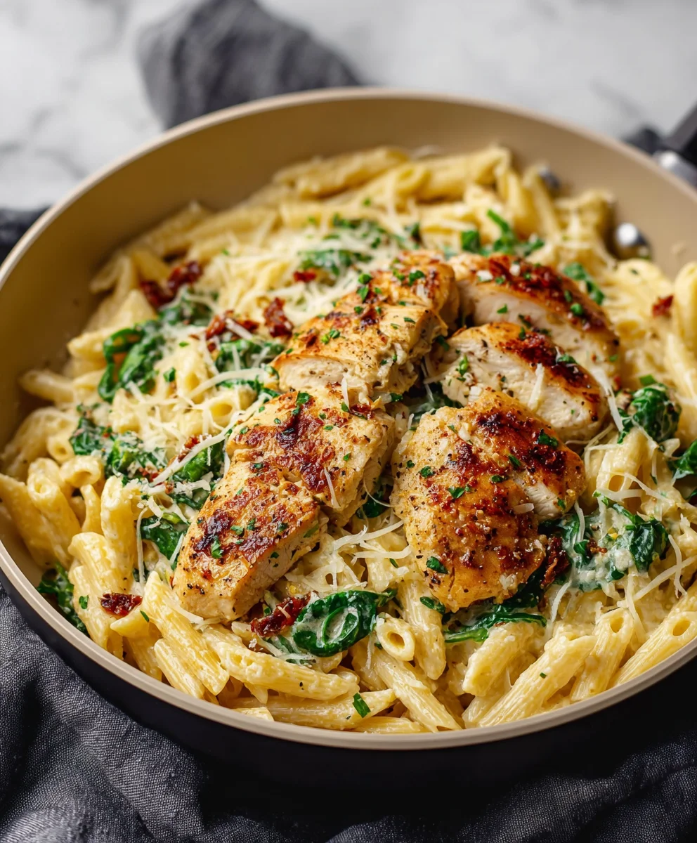 Healthy Garlic Parmesan Chicken Pasta - Easy Recipe