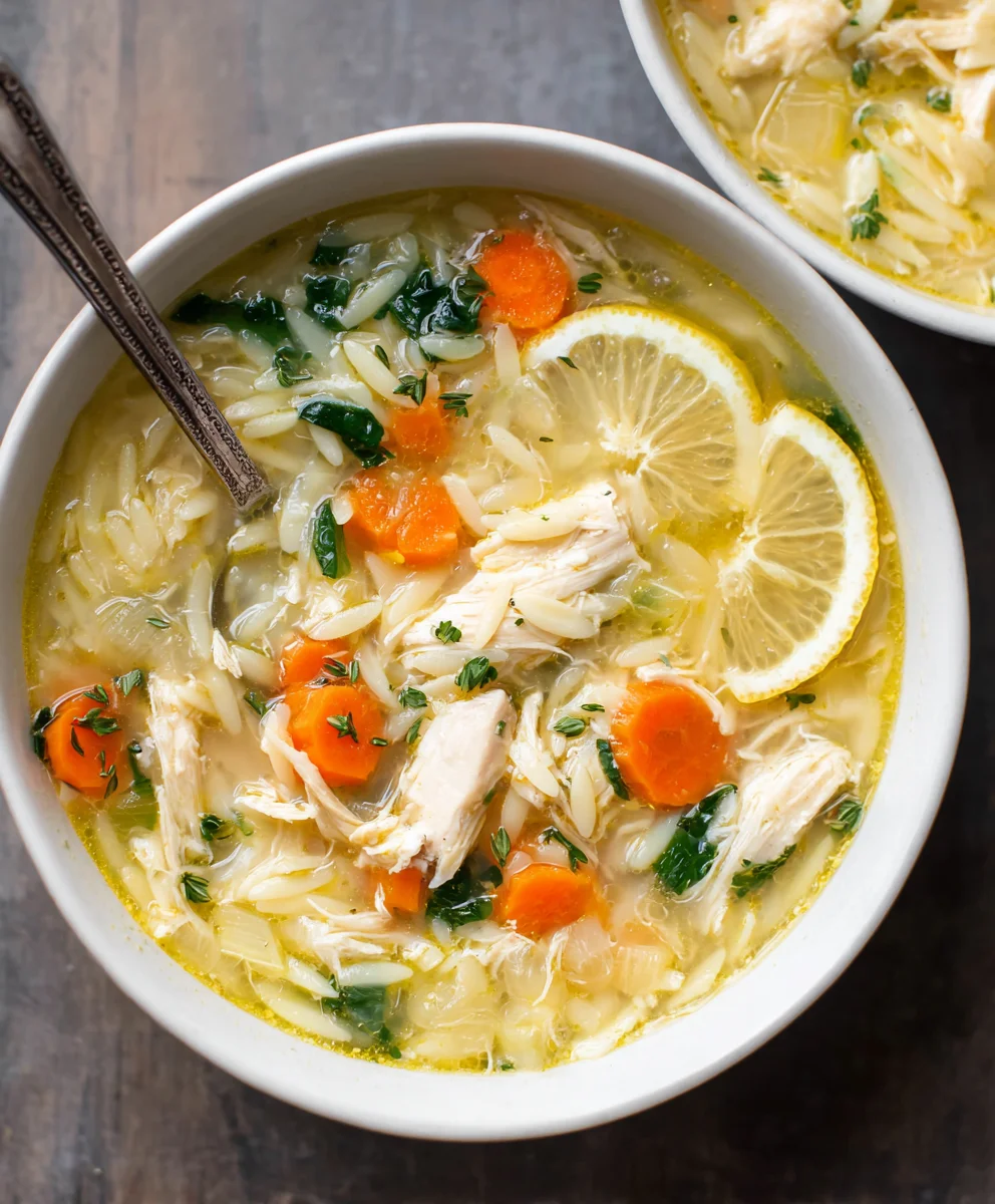 Easy Lemon Chicken Orzo Soup-Comforting & Flavorful
