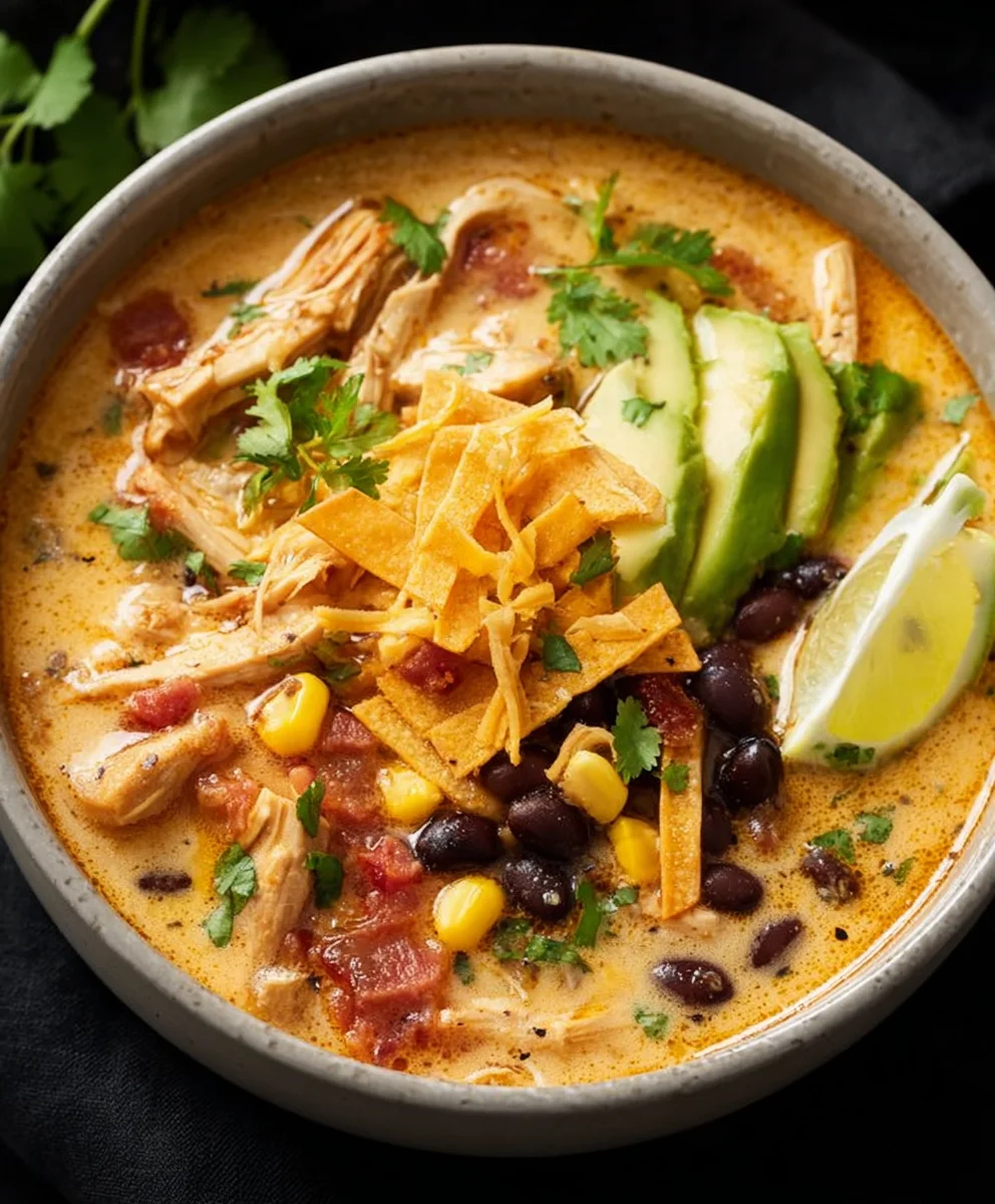 Easy Creamy Chicken Tortilla Soup Recipe