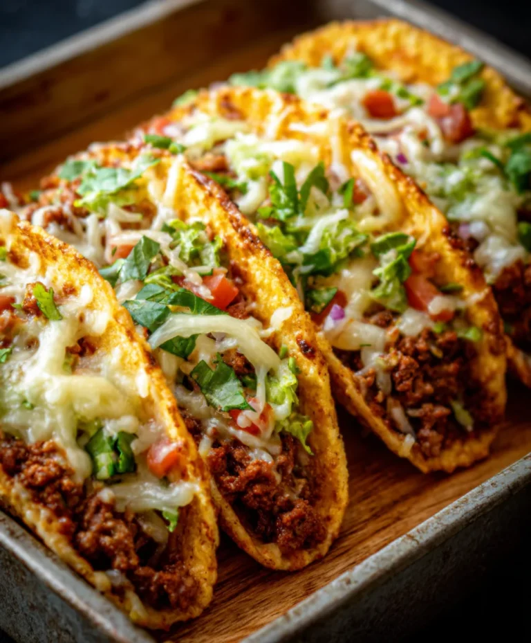 Cheesy Oven Baked Beef Tacos Crispy Loaded Recipe