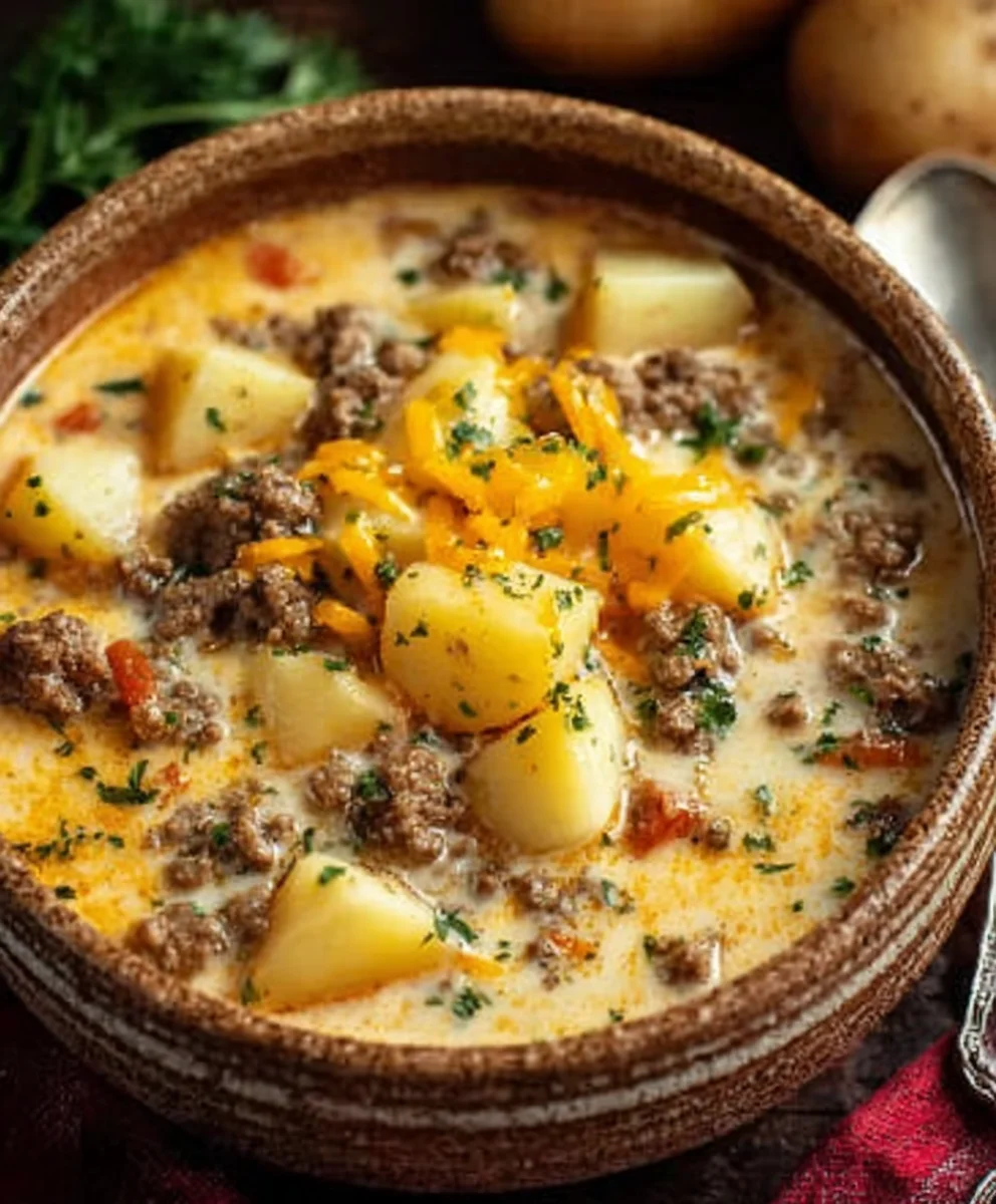 Cheesy Beef Beef Hamburger Potato Soup Recipe