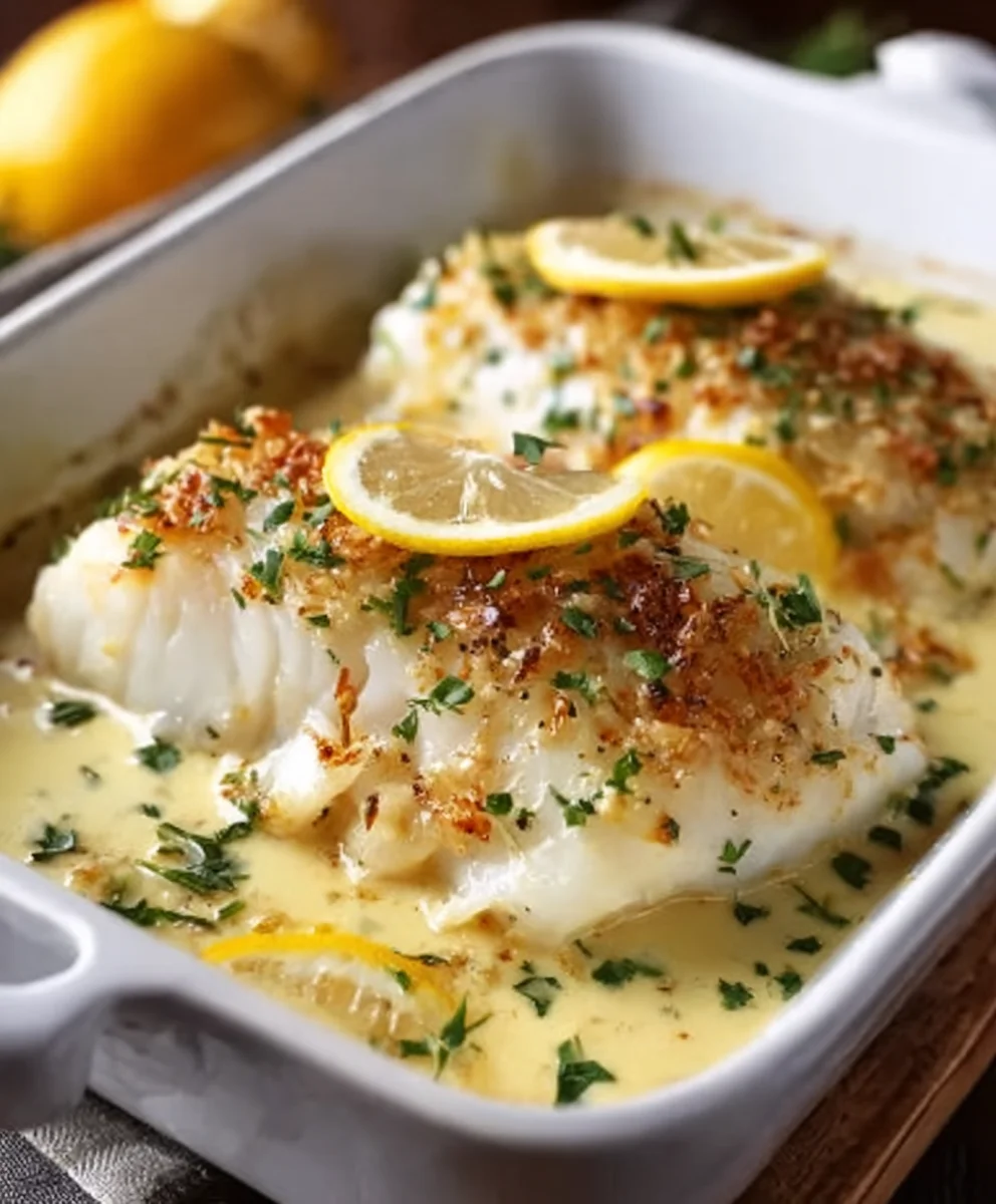 Baked Cod Coconut Lemon Cream Sauce Recipe