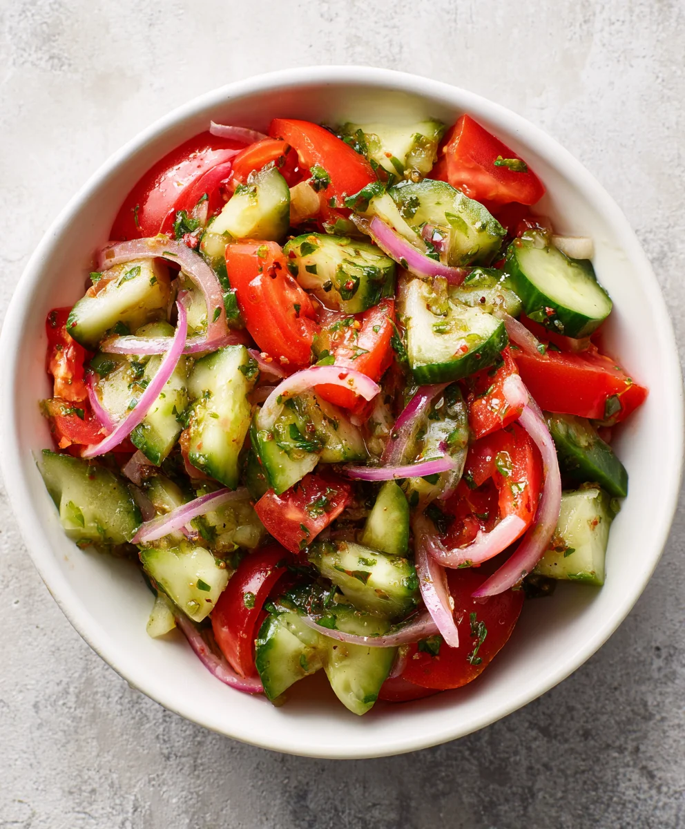 Mediterranean Salad - Fresh Cucumber Tomato Onion