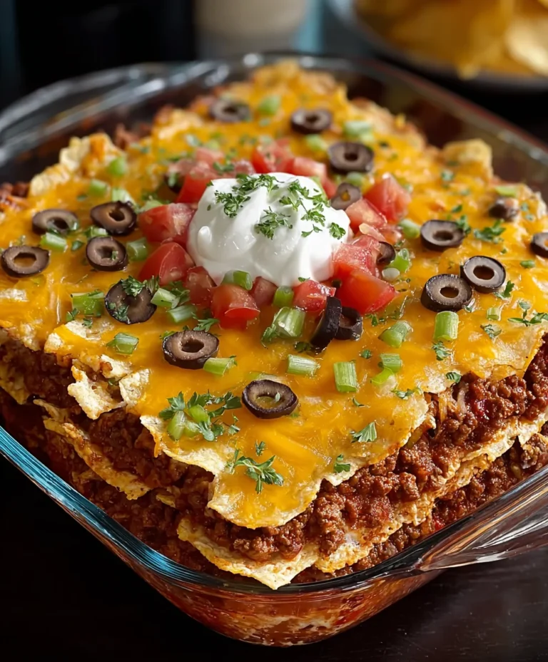 Easy Layered Taco Bake-Beef Casserole Recipe
