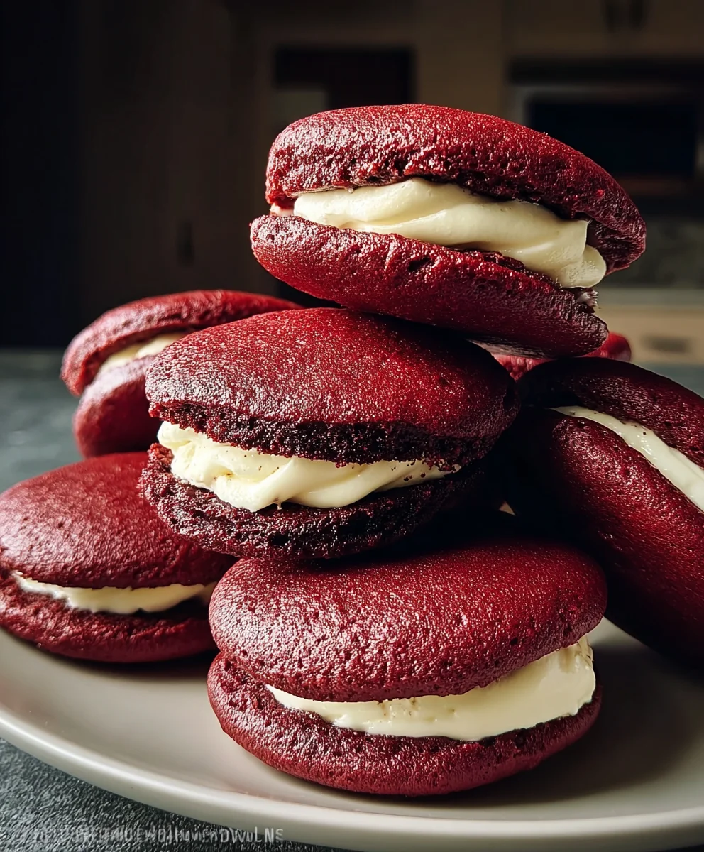 Red Velvet Whoopies - Deliciously Easy Cake Sandwich Cookies