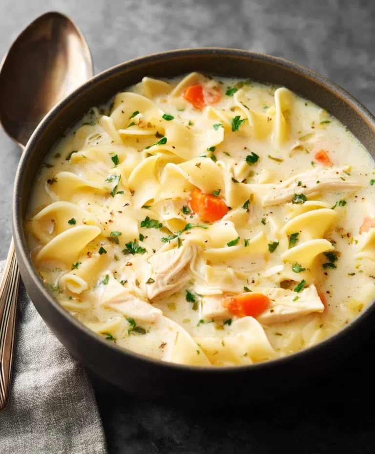 Creamy Chicken Noodle Soup Recipe- Easy & Delicious
