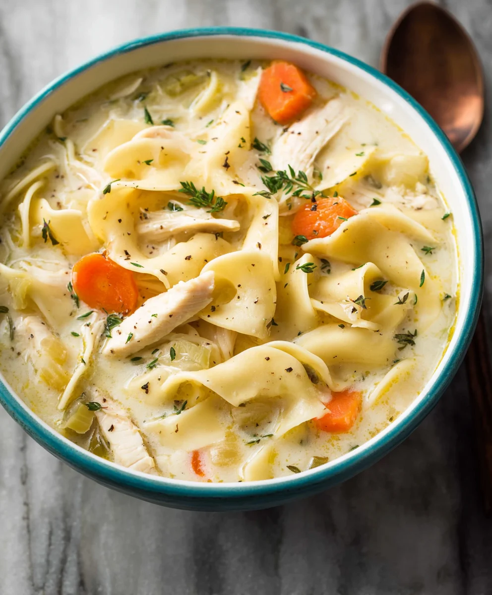 Creamy Chicken Noodle Soup Recipe- Easy & Delicious