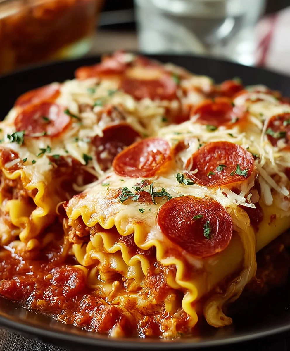 Beef Beef Pepperoni Pizza Lasagna Roll Ups- Easy Dinner