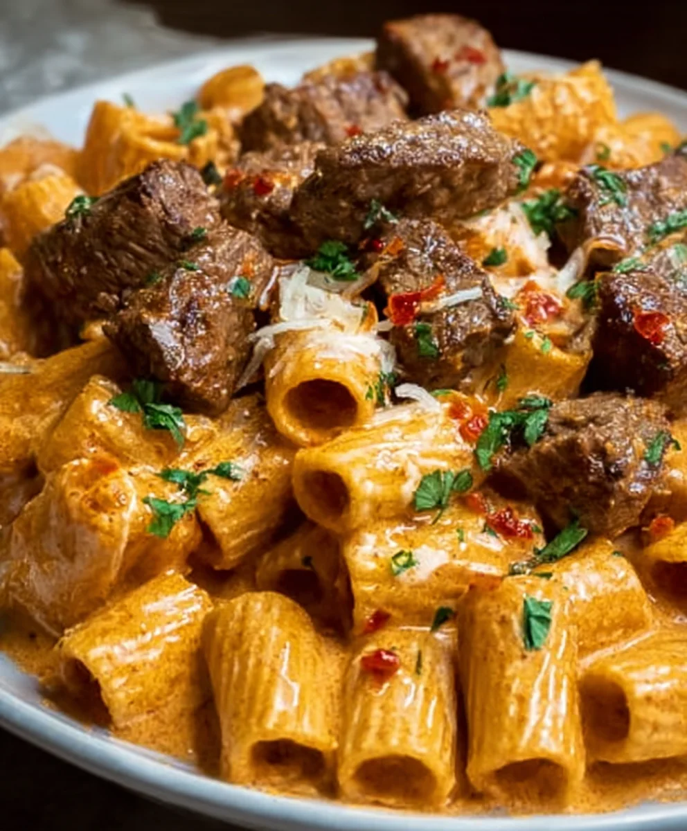 Cajun Steak Tips Rigatoni Parmesan Cheesy Pasta