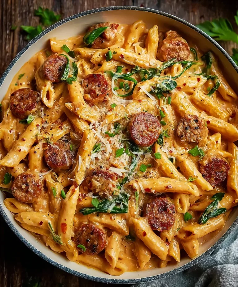 One Pot Creamy Cajun Beef Sausage Pasta