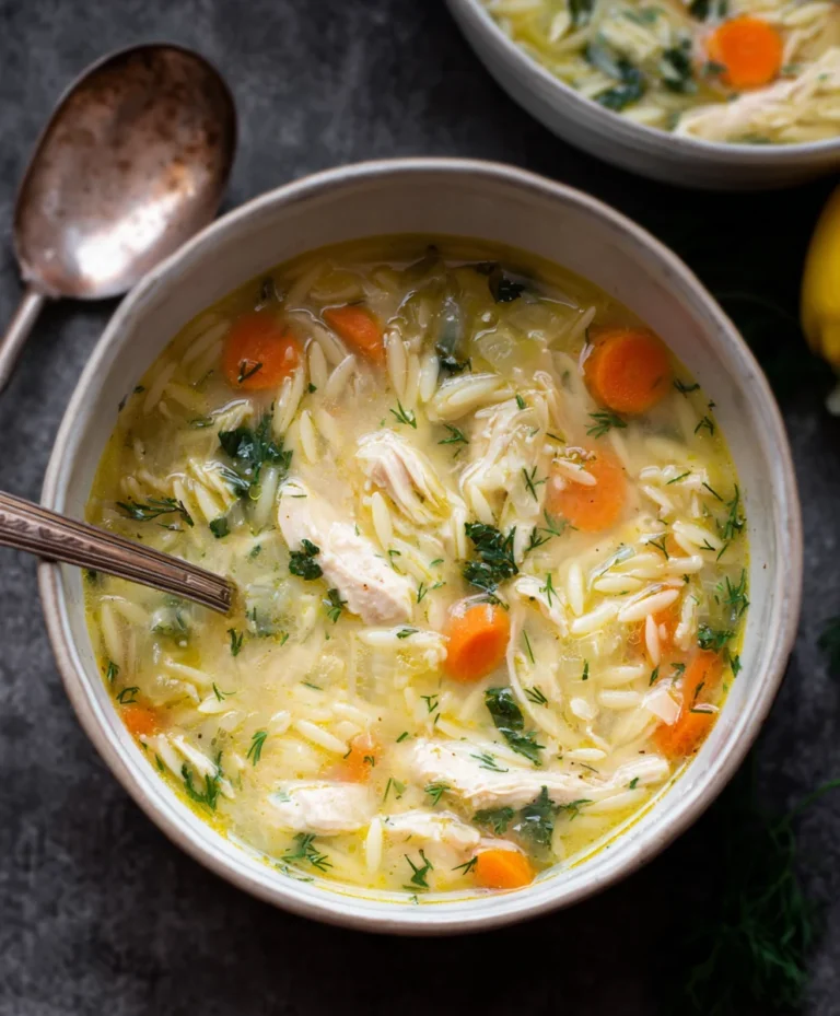 Easy Lemon Chicken Orzo Soup-Comforting & Flavorful