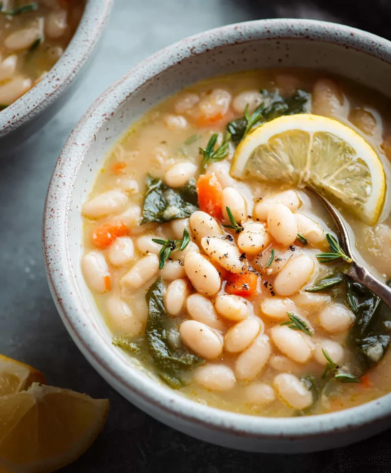 Greek White Bean Soup – Garlicky Lemon Flavor