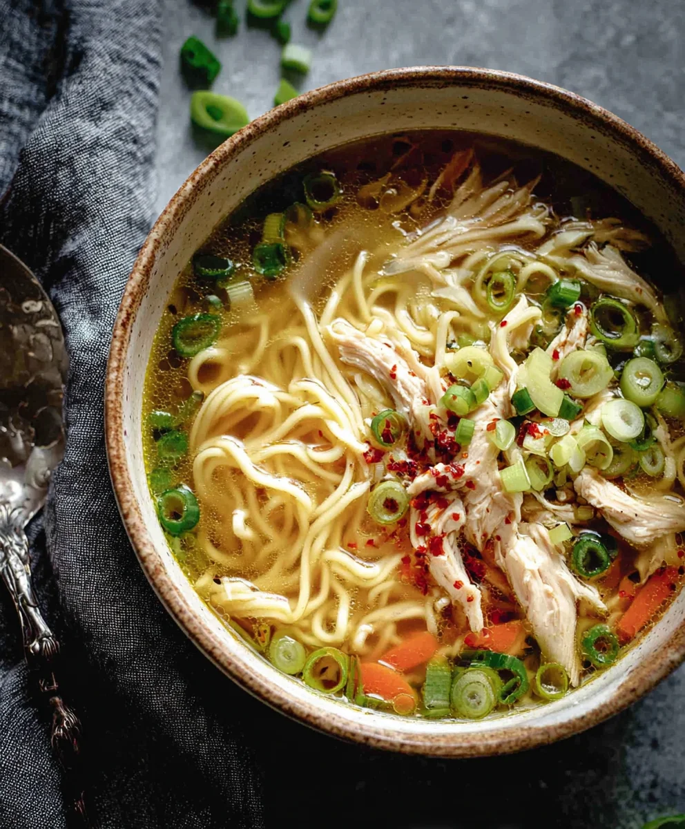 Aromatic Gin Extract-Free Scallion Chicken Noodle Soup