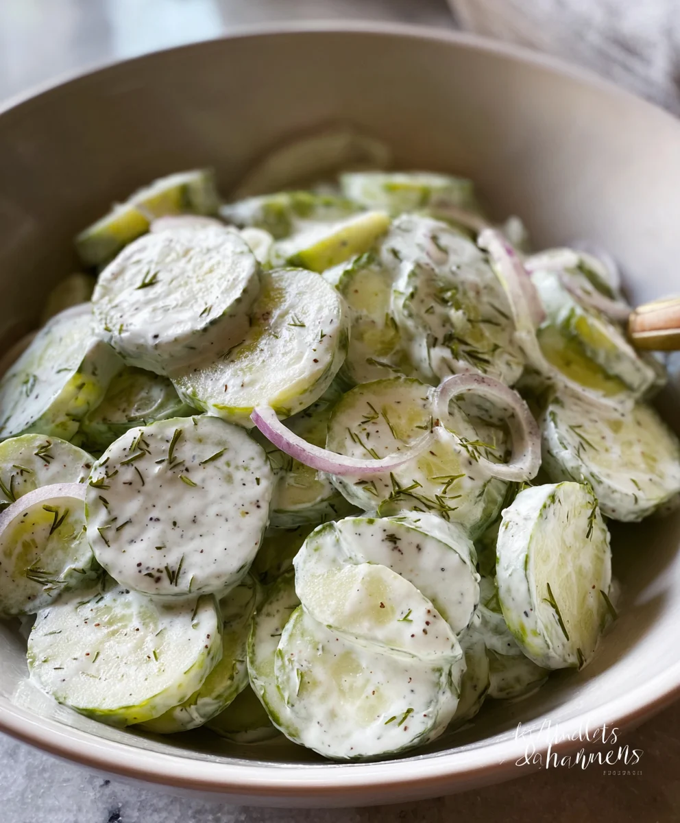 Creamy Cucumber Salad Recipe- Delicious & Easy