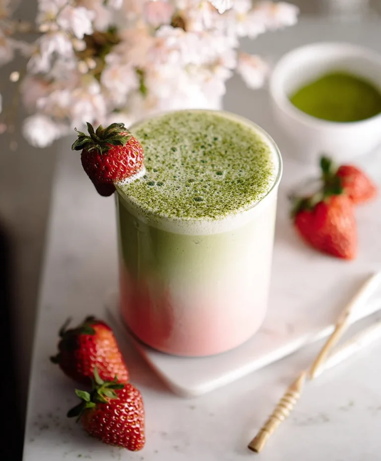 Strawberry Matcha Latte- Refreshing Green Tea Drink
