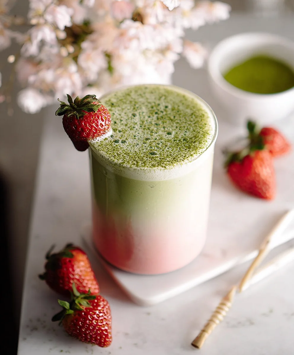 Strawberry Matcha Latte- Refreshing Green Tea Drink
