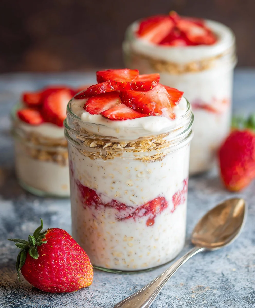 Strawberry Cheesecake Overnight Oats-Easy Breakfast Treat