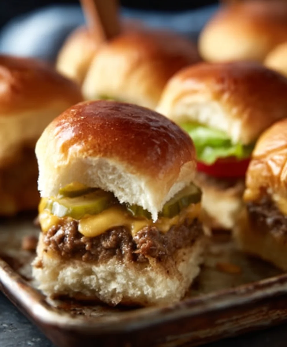 Juicy Beef Cheeseburger Sliders-Easy Party Appetizer