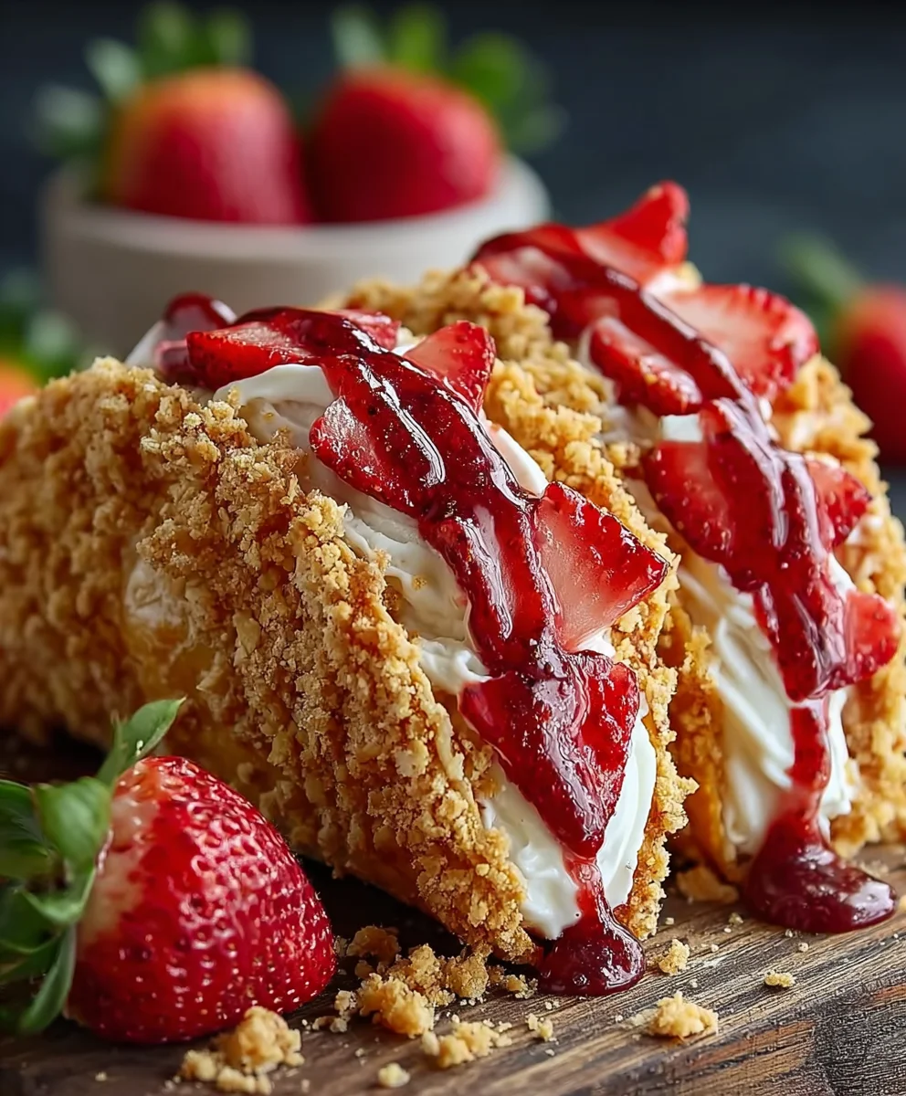 Strawberry Crunch Cheesecake Tacos-Easy Dessert Recipe