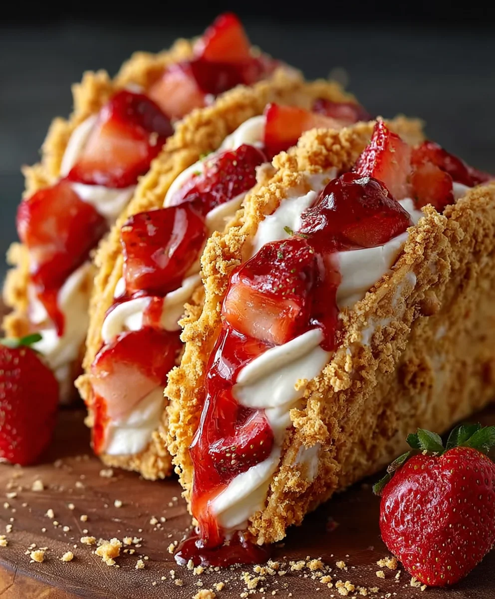 Strawberry Crunch Cheesecake Tacos-Easy Dessert Recipe