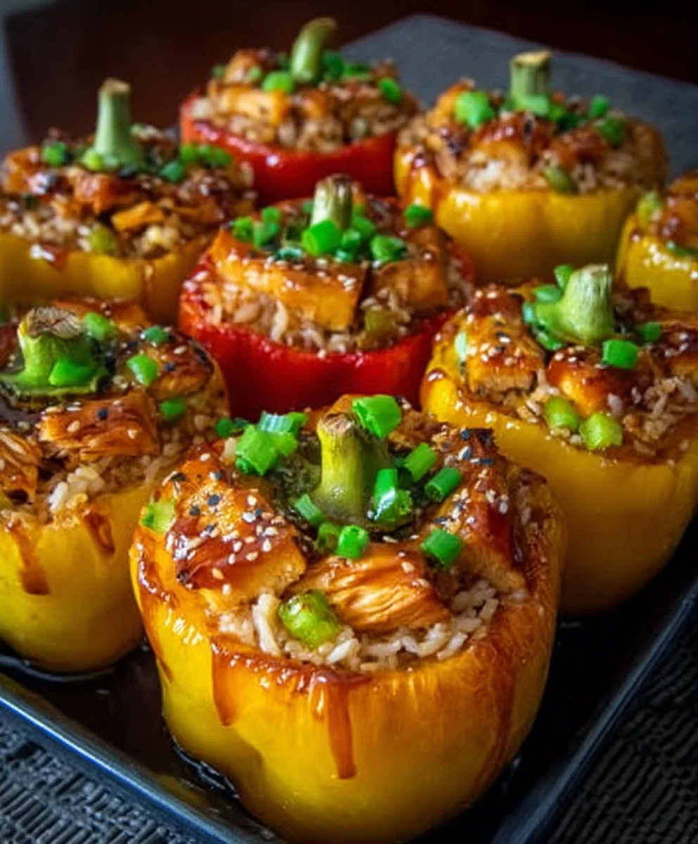 Teriyaki Pineapple Chicken Stuffed Peppers-Sweet Savory Dinner