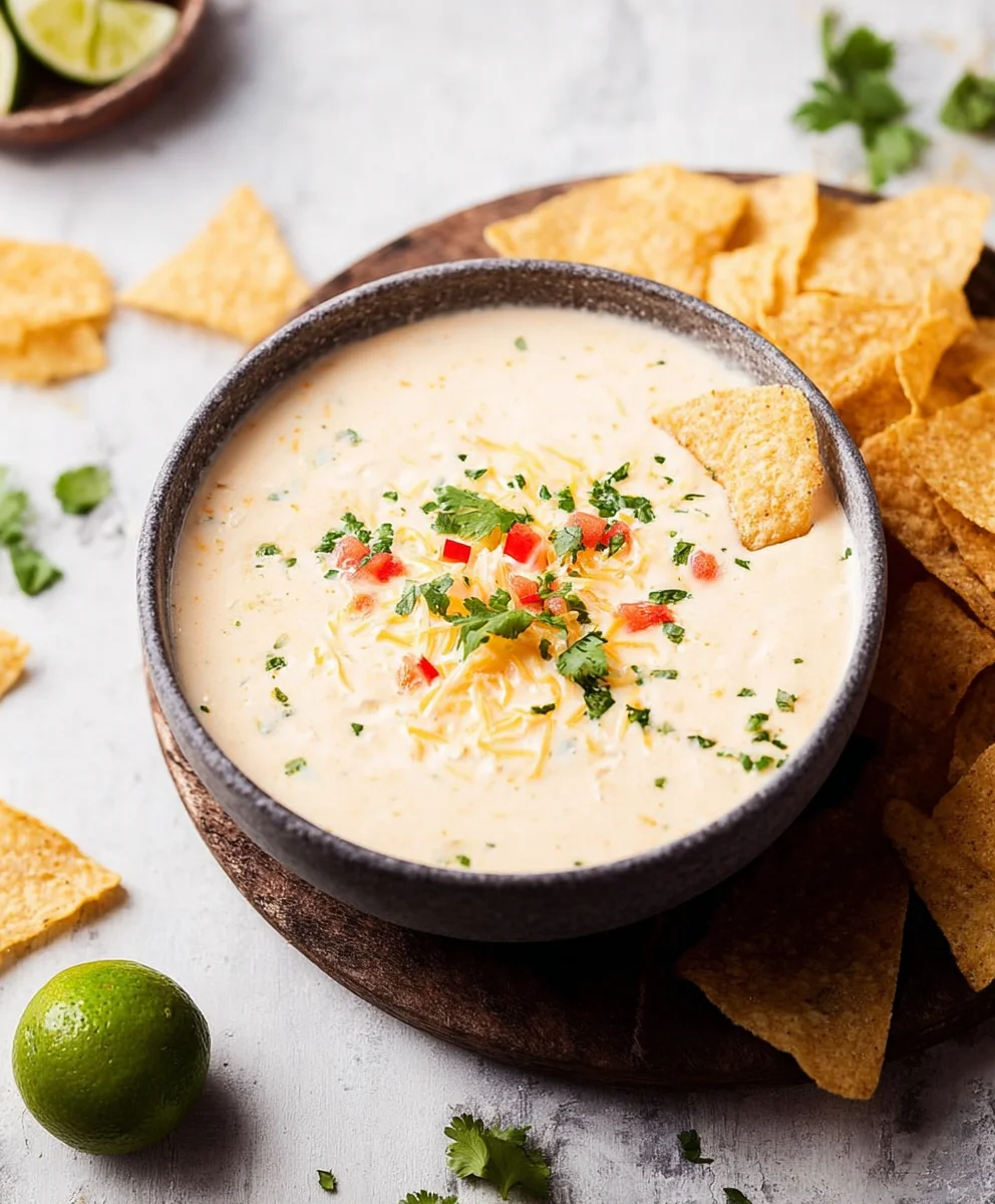 Easy Crockpot White Queso Dip Recipe - Creamy & Cheesy