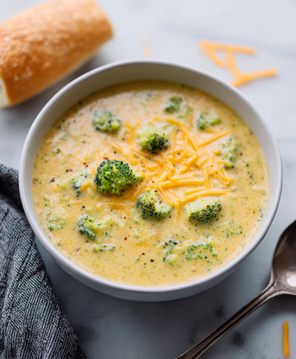 Easy Creamy Cheddar Broccoli Soup - Comfort Food