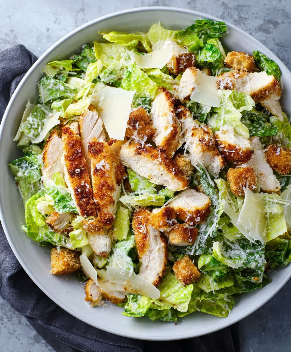 Crispy Chicken Caesar Salad- Best Easy Recipe