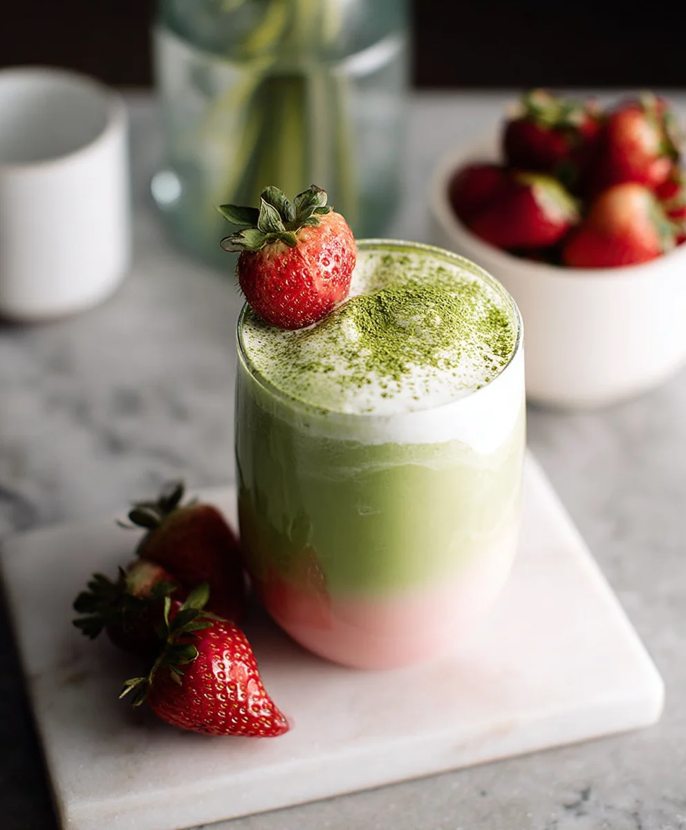 Strawberry Matcha Latte- Refreshing Green Tea Drink