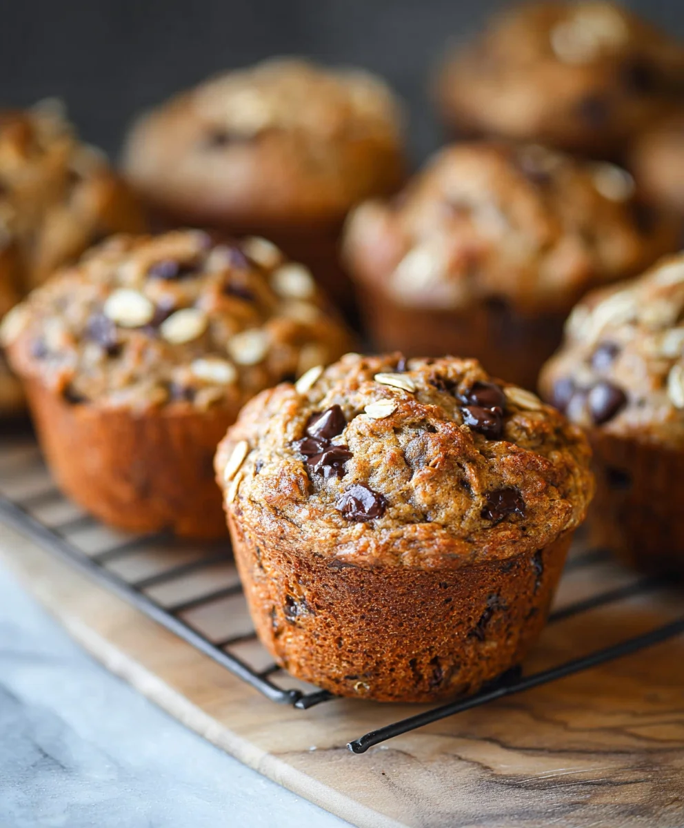 Healthy Banana Oatmeal Muffins-Chocolate Chip Boost
