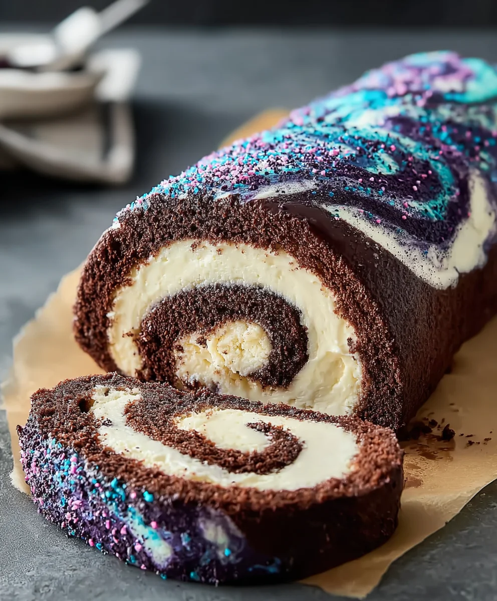 Galaxy Cake Roll Recipe - Swirls of Cosmic Delight