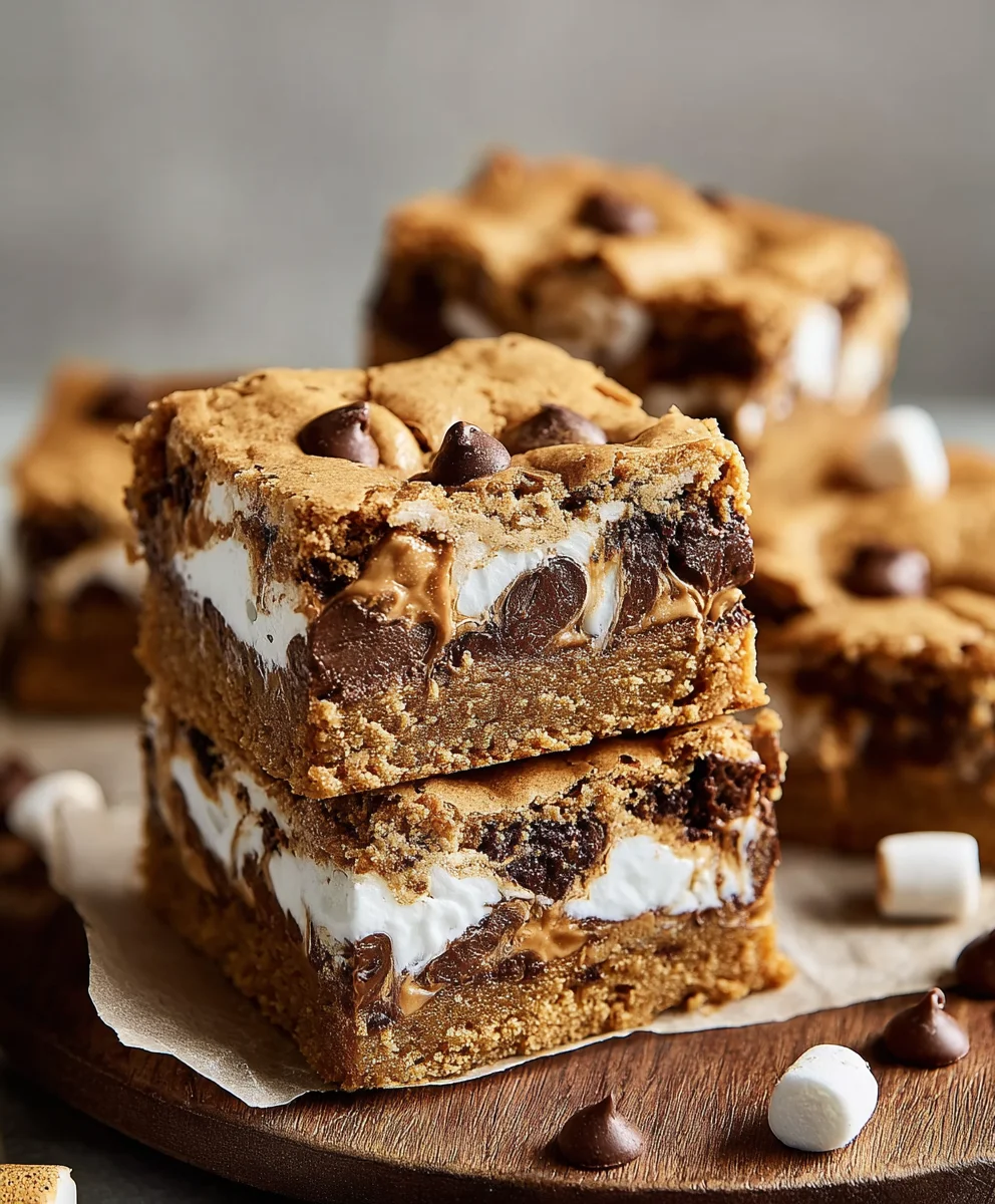 Peanut Butter Smores Blondies-Easy Chewy Treat
