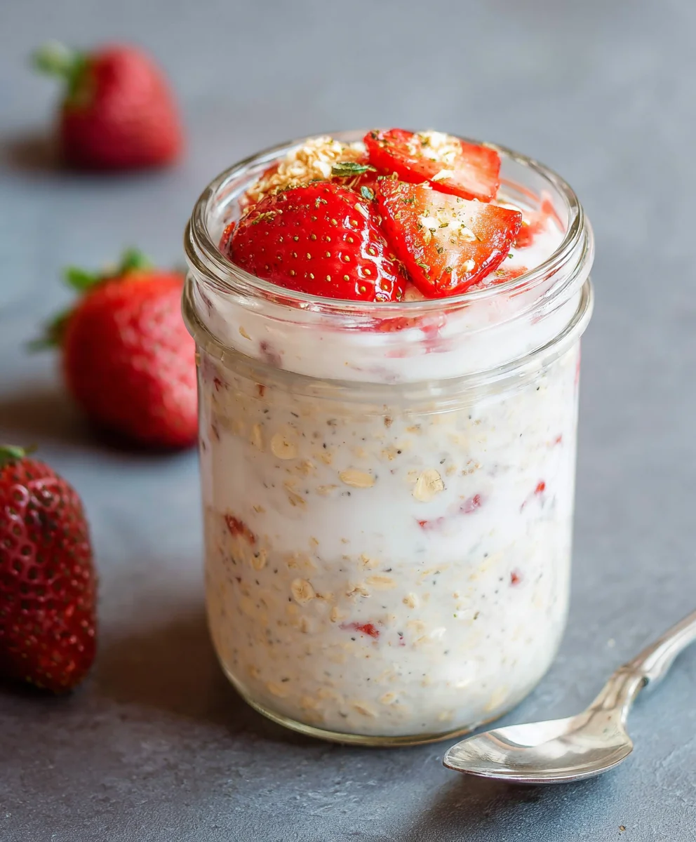 Strawberry Cheesecake Overnight Oats - Easy Breakfast