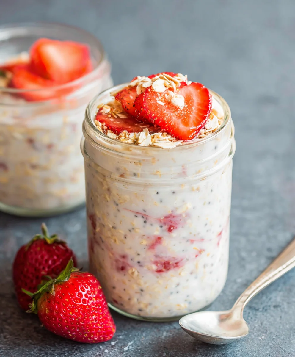 Strawberry Cheesecake Overnight Oats - Easy Breakfast