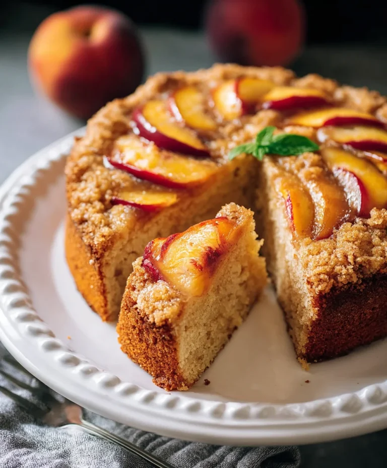 Vegan Peach Coffee Cake-Deliciously Dairy-Free Dessert