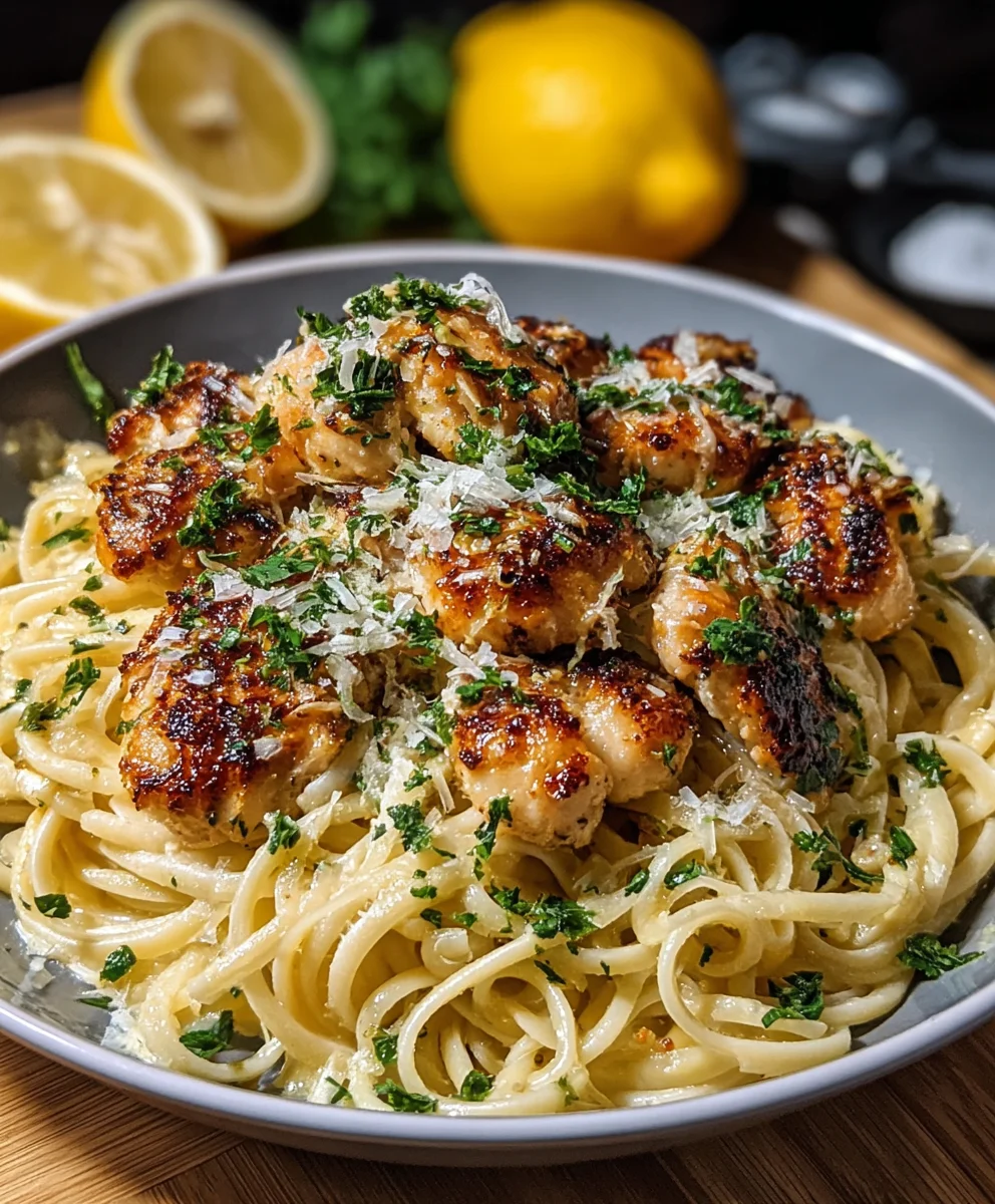 Lemon Garlic Butter Chicken Parmesan Linguine Recipe