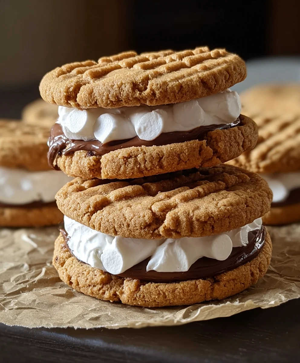 Peanut Butter S'mores Sandwich Cookies - Chewy Delight