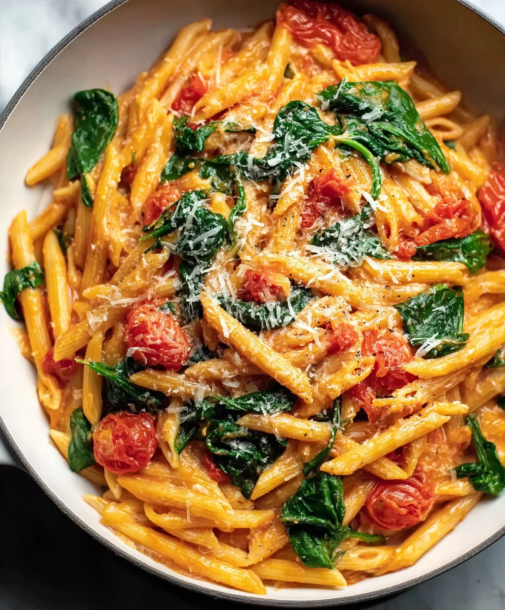 Creamy Tomato Spinach Pasta Delight