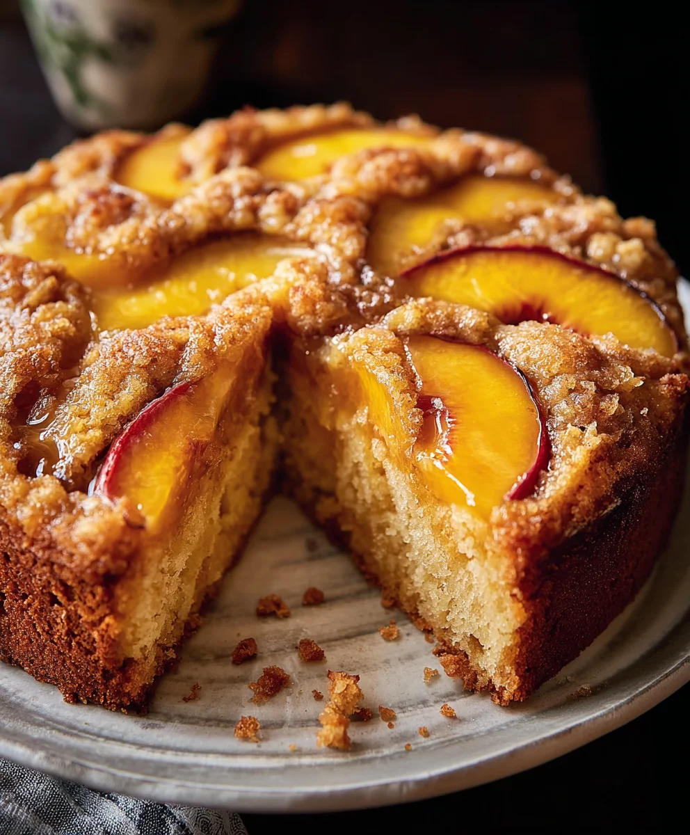 Vegan Peach Coffee Cake-Deliciously Dairy-Free Dessert