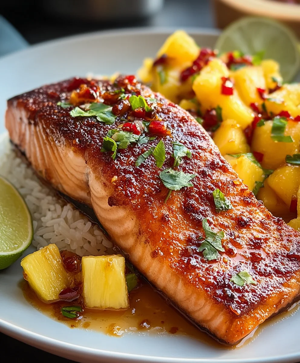 Spicy Pineapple Chipotle Salmon Recipe- Sweet Heat