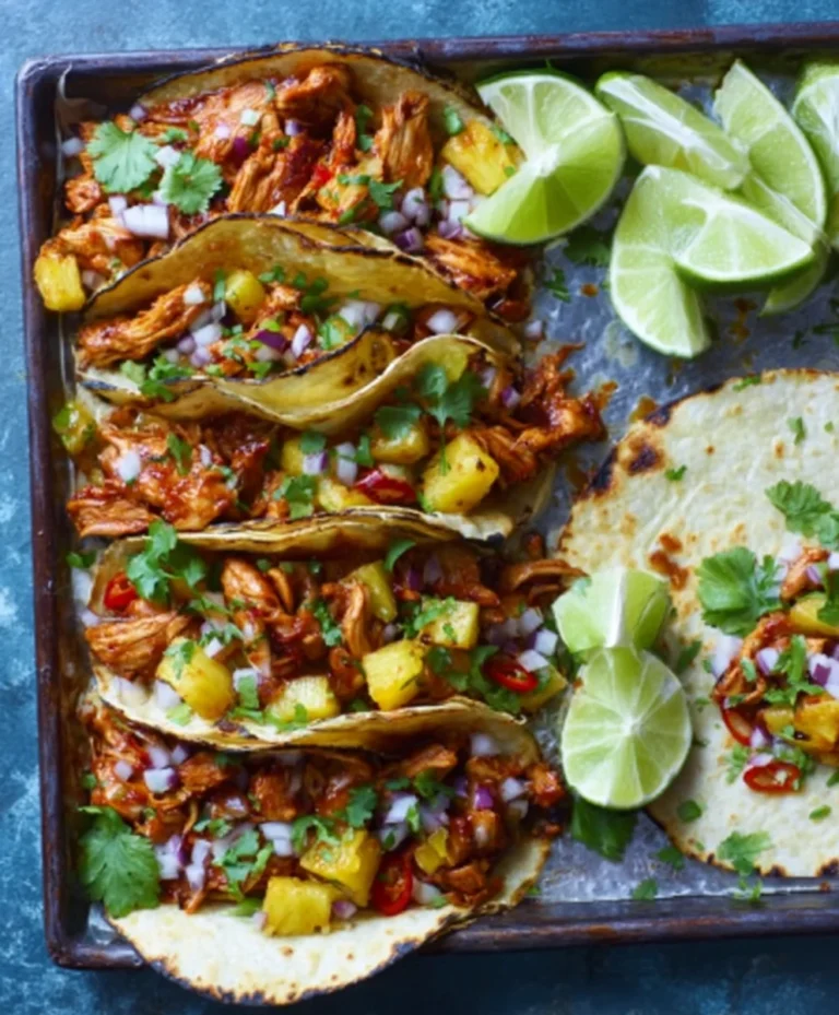 Easy Chicken Pineapple Tacos-Flavorful Sheet Pan Meal