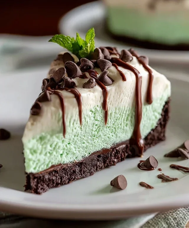 No Bake Mint Chocolate Chip Cheesecake